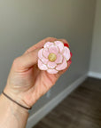 Peony Brass Pendant and Brooch, dipped in 18K Gold, Hand-painted Enamel