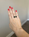 925 Sterling Silver, 18K Gold Plated, Hand-painted Enamel Ring with a Natural Emerald