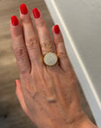 Handcrafted 925 Sterling Silver Ring, 18K Gold Plated Signet Ring with CZ Stones