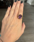Sterling Silver Gold-Plated Ring with Natural amethyst