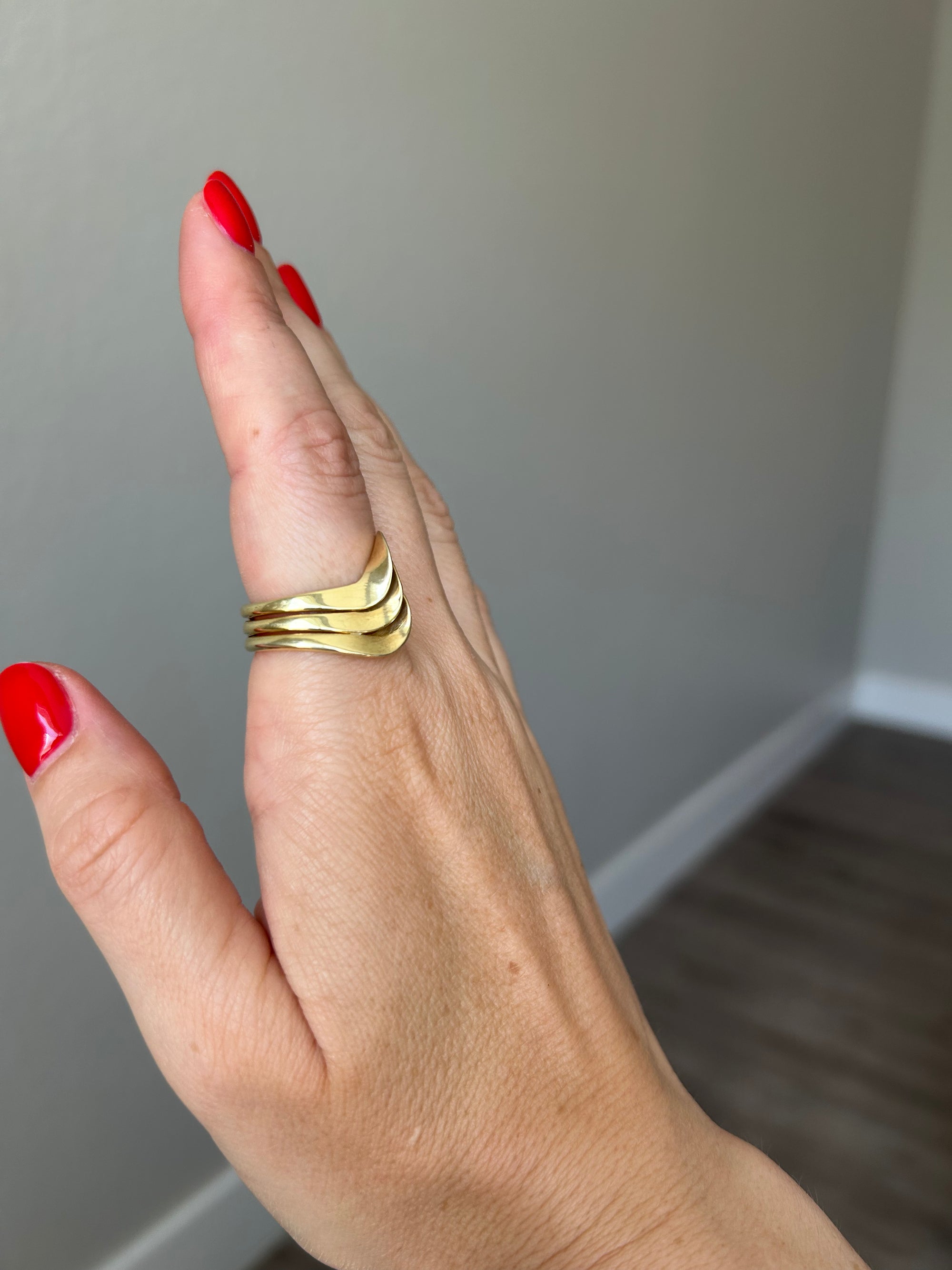 Handcrafted 925 Sterling Silver Ring, 18K Gold Plated