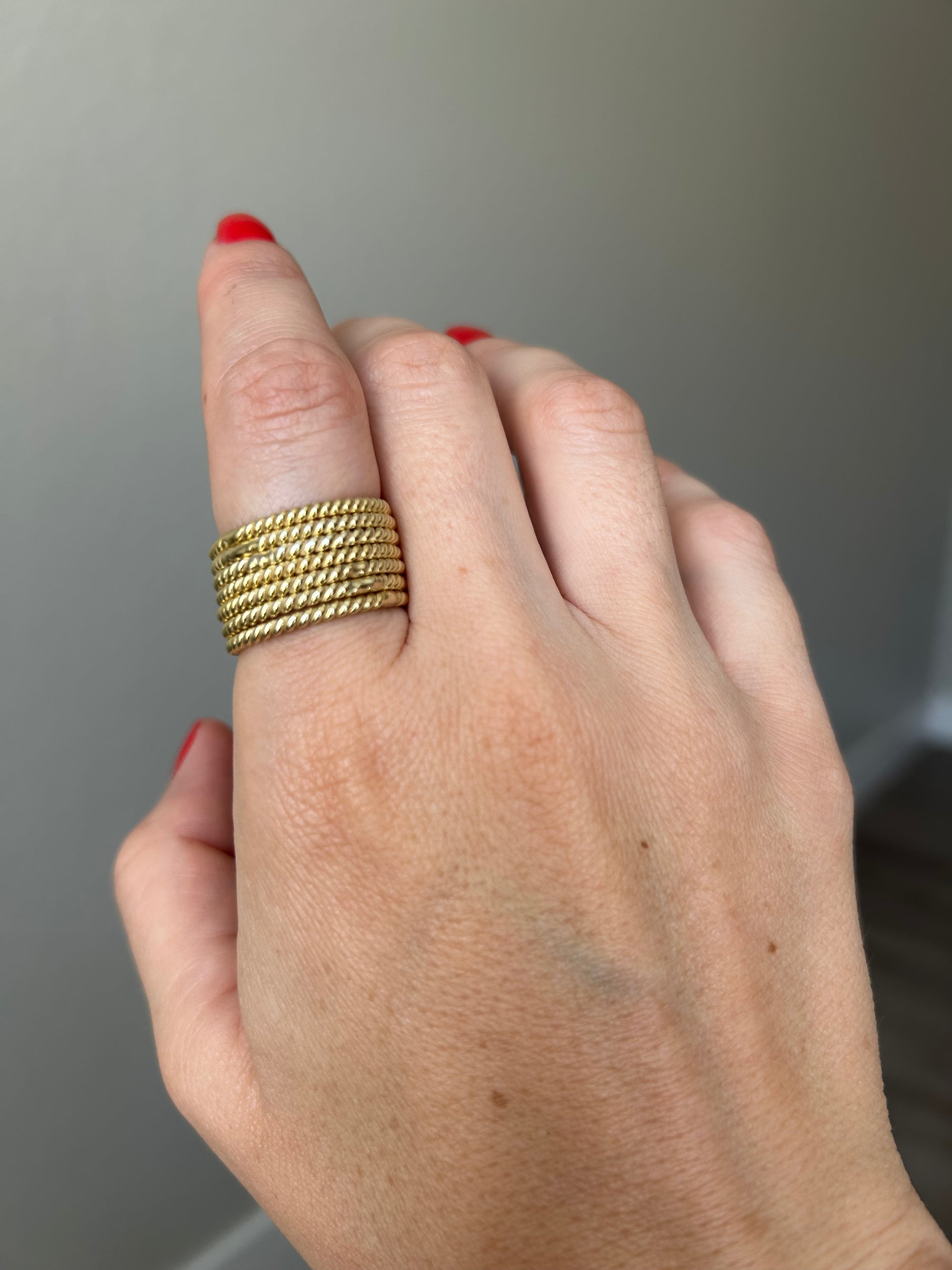Handcrafted 925 Sterling Silver Ring, 18K Gold Plated. 7 rings in 1
