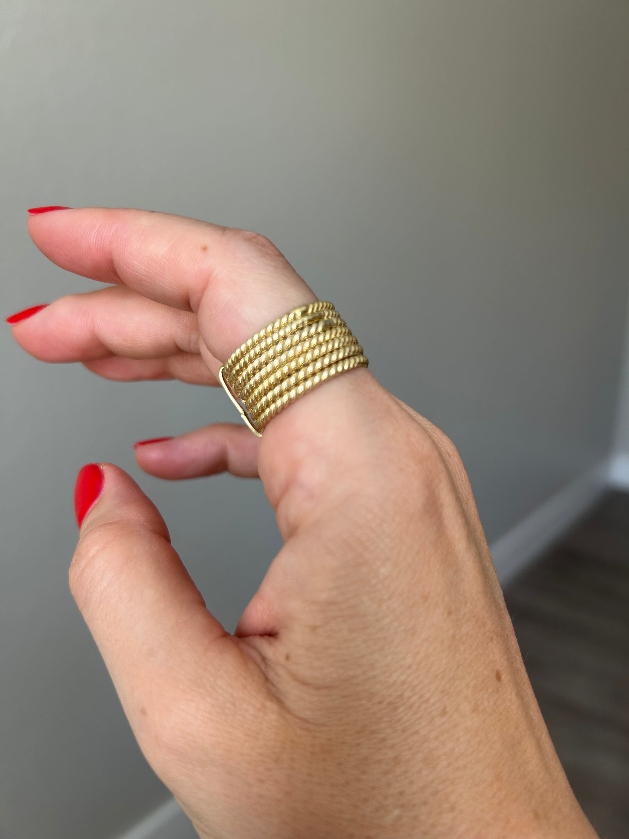 Handcrafted 925 Sterling Silver Ring, 18K Gold Plated. 7 rings in 1