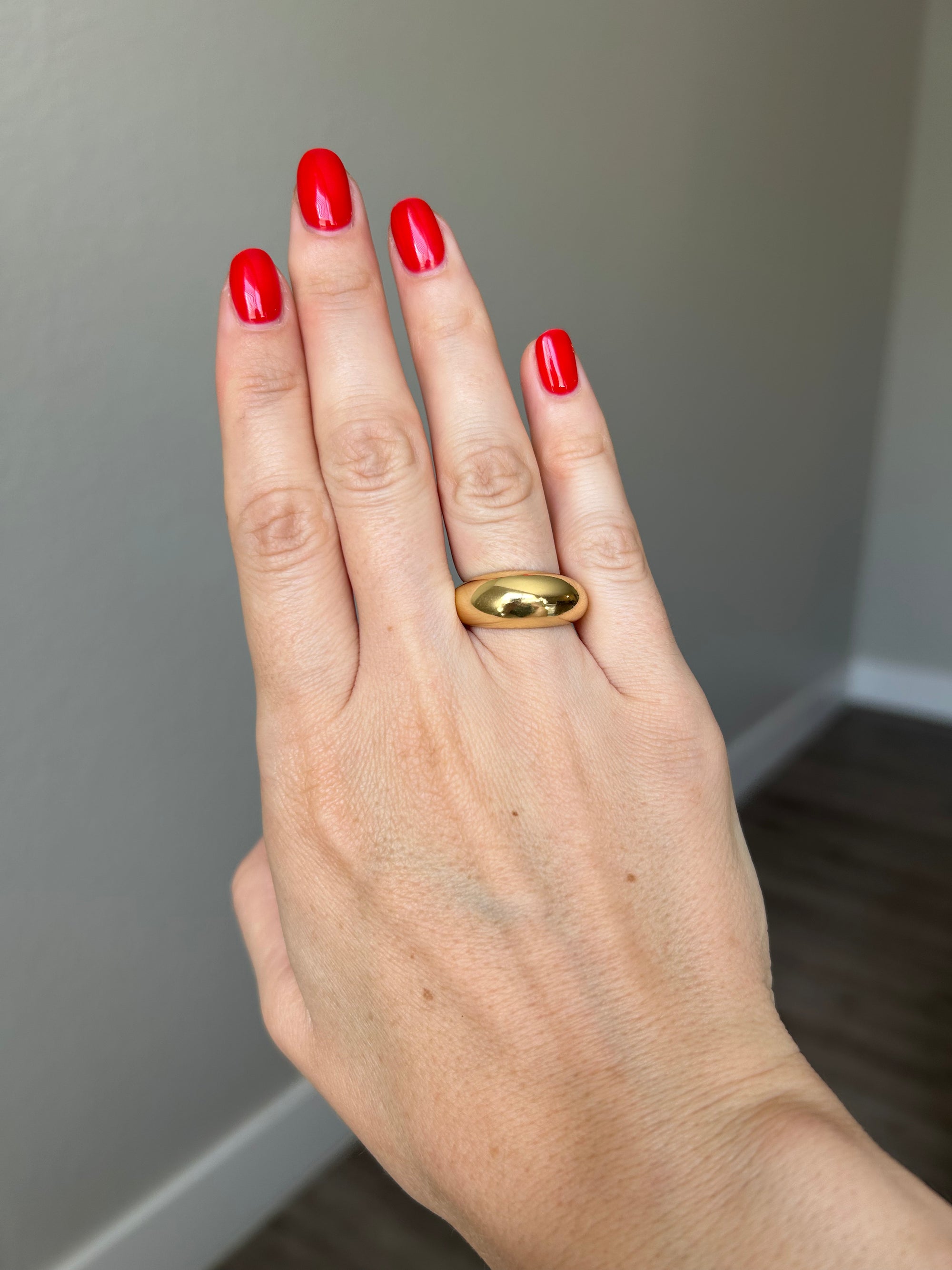 Dome 925 Sterling Silver Ring, 18K Gold Plated