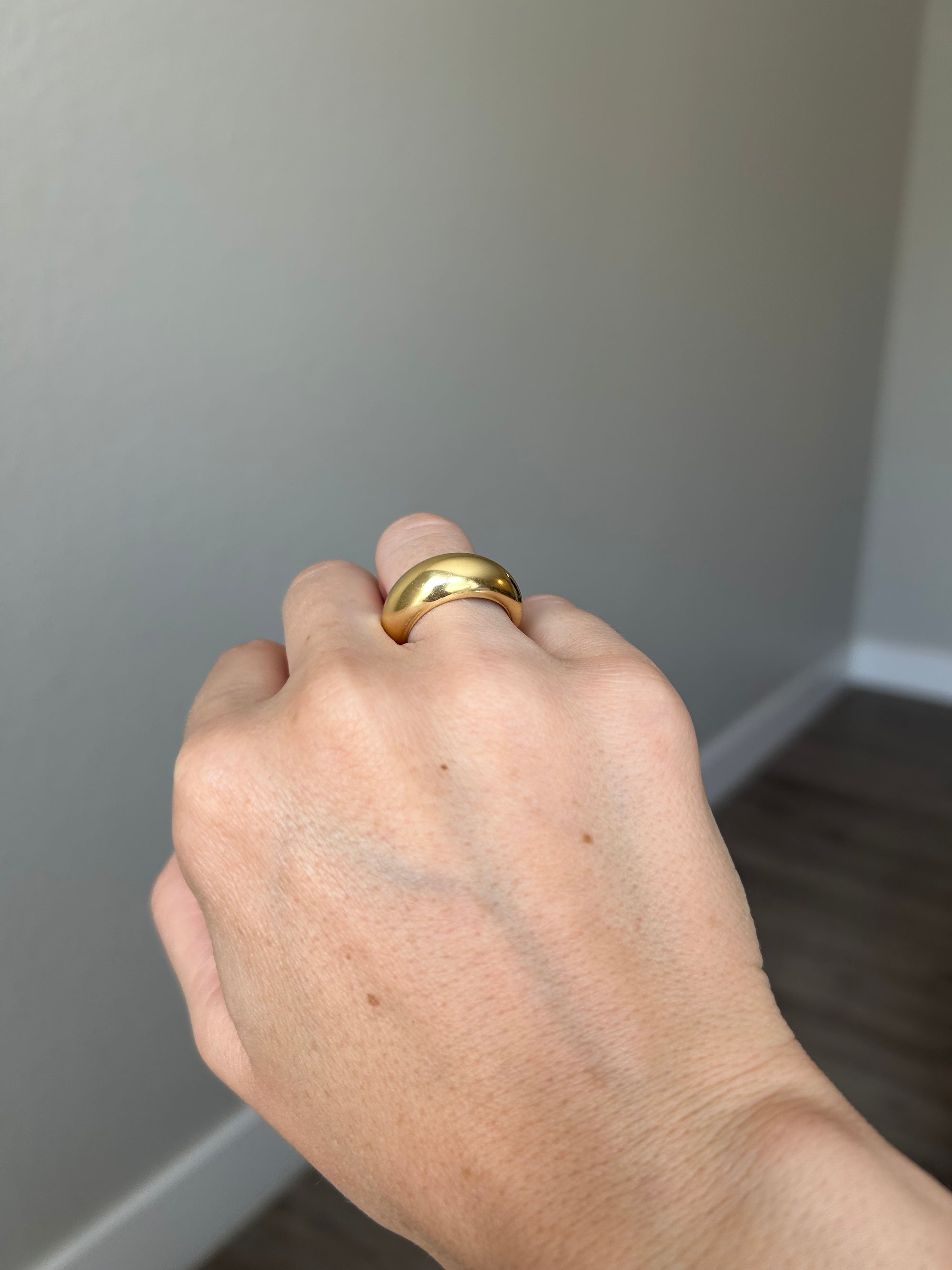 Dome 925 Sterling Silver Ring, 18K Gold Plated