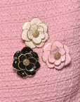 Peony Brass Pendant and Brooch, dipped in 18K Gold, Hand-painted Enamel