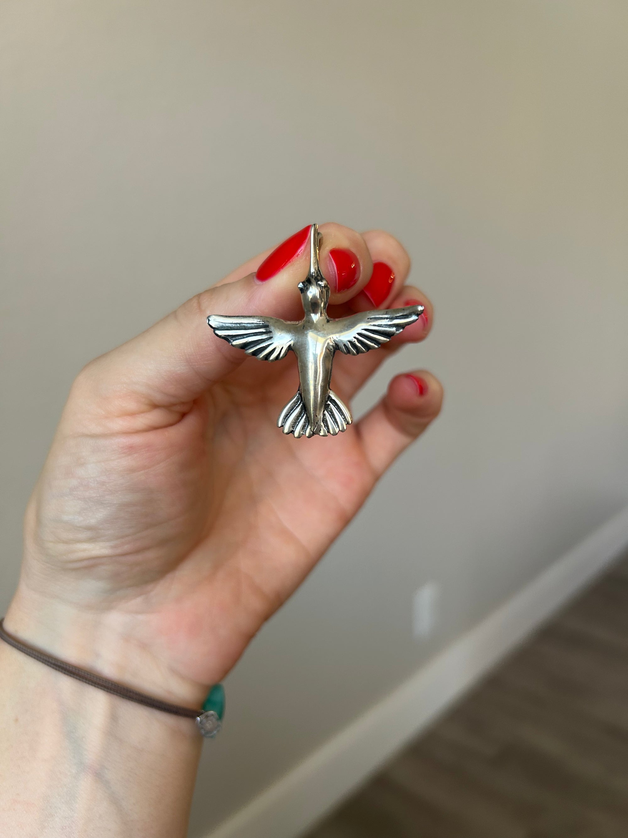 Handcrafted 925 Sterling Silver Hummingbird Pendant