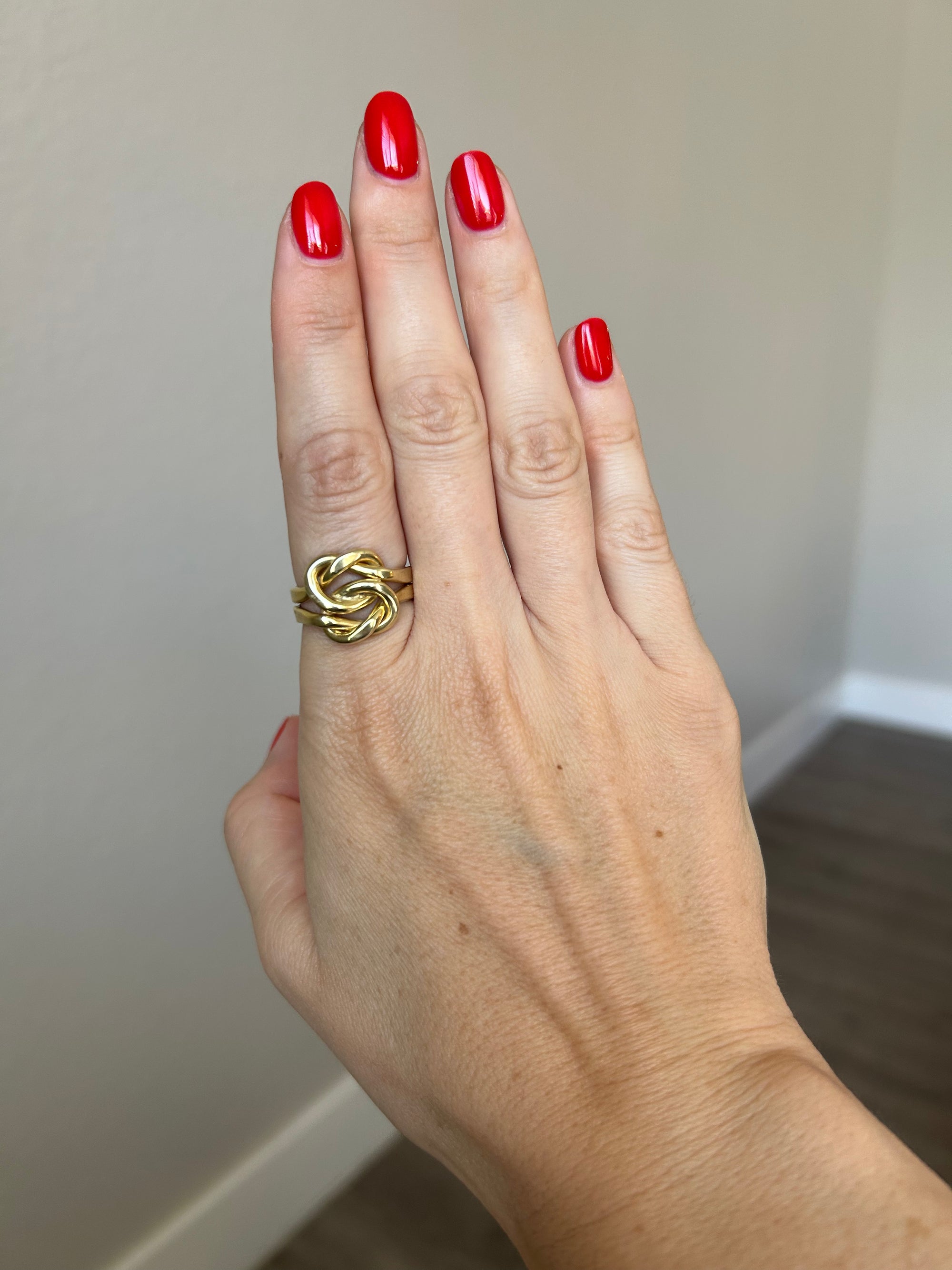 Handcrafted 925 Sterling Silver Knot Ring, 18K Gold Plated