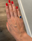 925 Sterling Silver, 18K Gold Plated, Hand-painted Enamel Clover Ring