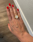 Handcrafted 925 Sterling Silver Ring, 18K Gold Plated Signet Ring with CZ Stones