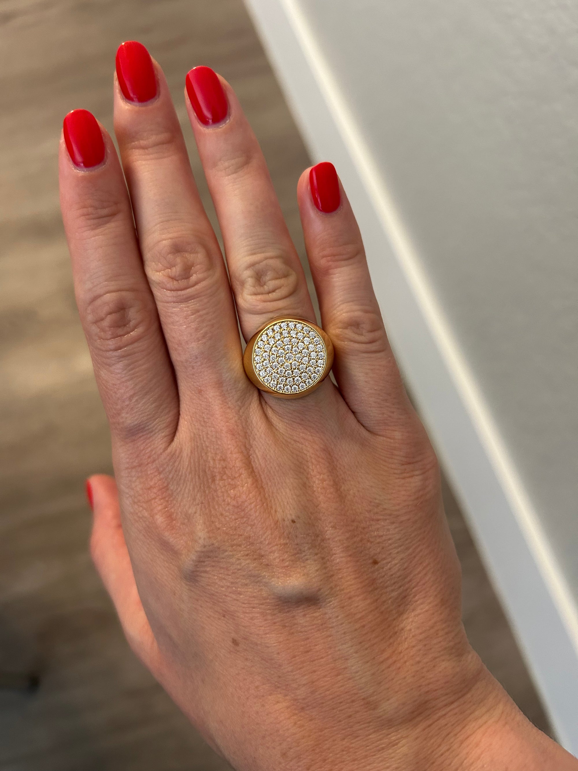 Handcrafted 925 Sterling Silver Ring, 18K Gold Plated Signet Ring with CZ Stones