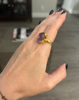 Sterling Silver Gold-Plated Ring with Natural amethyst