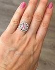 Pink Topaz & Moissanite Pave Setting Ring