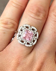 Pink Topaz & Moissanite Pave Setting Ring