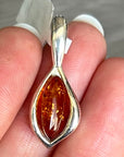 Seed Shaped Baltic Amber Pendant .925 Sterling Silver