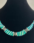 Lab Green Opal .950 Silver Necklace