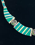 Lab Green Opal .950 Silver Necklace