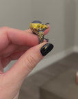 Sterling Silver Gold-Plated Ring with Natural Kyanite as a center stone and Lemon quarts side stones
