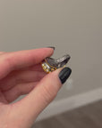 Sterling Silver Gold/ Rhodium Plated Ring with Natural Green Amethyst as a center stone and Aquamarine and Citrine side stones