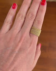 Handcrafted 925 Sterling Silver Ring, 18K Gold Plated. 7 rings in 1