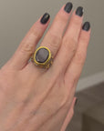 Sterling Silver Gold-Plated Ring with Natural Garnet