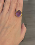 Sterling Silver Gold-Plated Ring with Natural amethyst