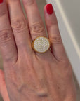 Handcrafted 925 Sterling Silver Ring, 18K Gold Plated Signet Ring with CZ Stones