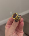 Sterling Silver Gold-Plated Ring with Natural Garnet